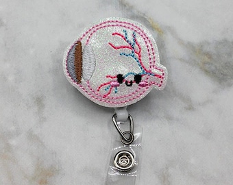 Glitter Anatomical Eye Badge Reel - Nurse Badge Reel - Retractable ID Badge Holder - Ophthalmology Badge - Optometrist Badge