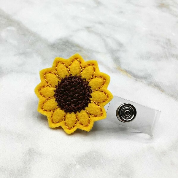 Sunflower Badge Clip/Non-Retractable Badge Holder/No Pull Id Holder/Safety Badge Clip/Nurse Badge Clip/Nursing Badge Clip/Behavioral Health