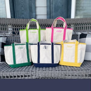 Small Personalized Open Top Tote Bag - Embroidered Canvas Tote Bag -Bridesmaid Bag - Small Custom Tote - Gift Bag