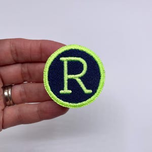 Iron On Initial Patch - 1.75" Circle Patch- Custom Colors - Embroidered Hat Patch - Backpack Patch - Single Initial Mini Circle Patch
