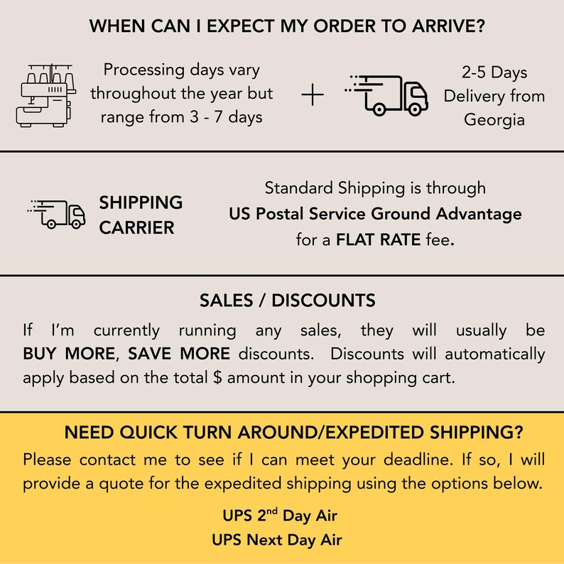 The image is a collage of three images, each depicting different aspects of shipping and sales. The first image shows a shipping carrier, the second image depicts a sales/discounts scenario, and the third image shows a question about expected order arrival.
