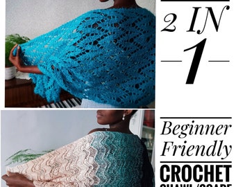 Beginner Friendly Crochet Shawl/Scarf Pattern // Crochet Wrap Pattern