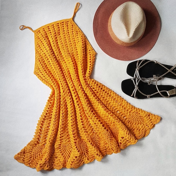 MODÈLE DE ROBE AU CROCHET / Modèle de robe de plage au crochet / 'Robe au crochet simple' // Modèle de robe de plage // Modèle de robe convivial pour débutants