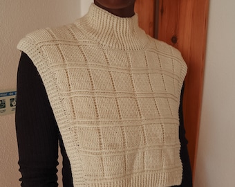 Neck Warmer Crochet Pattern / Turtleneck Dickie Textured Knit Pullover Cropped Vest Slipover PDF Cowl Pattern / Chocolate Plate Neckwarmer