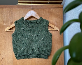 CHILDREN&#39;S VEST Crochet Pattern / Unisex Crochet Sweater Vest / Round neck baby crochet slipover PDF/ Finlay Vest
