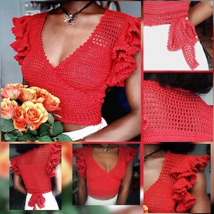 Patrón de crochet con top cruzado / Patrón de top corto de crochet / Top cruzado de Carolina / Top de verano de crochet / Patrón de croptop de crochet / Patrón fácil imagen 4