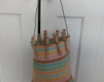 Vintage Clothes Pin Bag with Pins