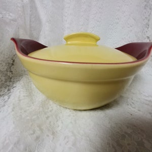 Vintage Hull Pottery Two Tone Covered Casserole