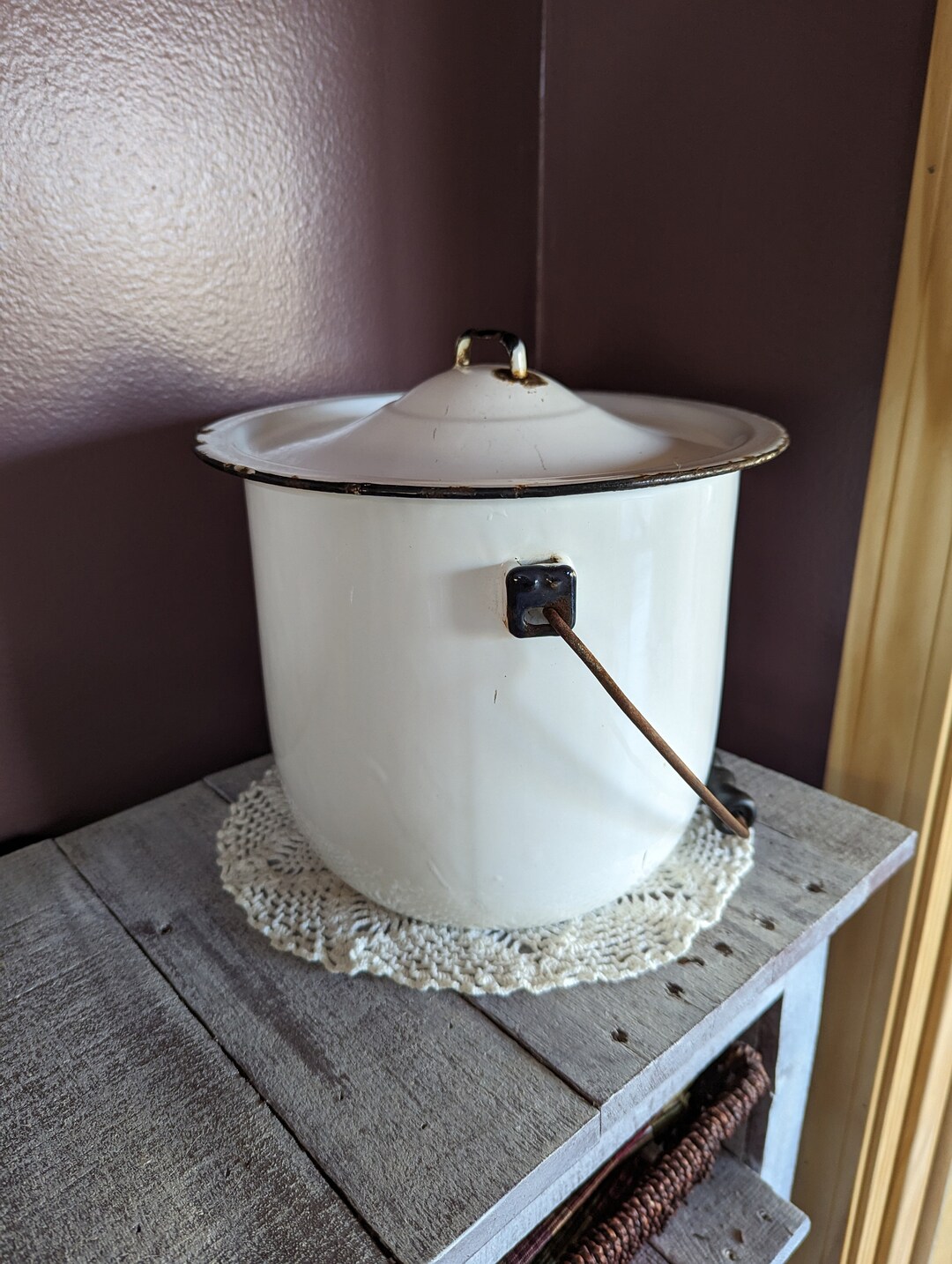 Vintage Chamber Pot With Lid Etsy