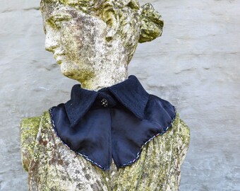 Black collar with gothic button and veil with beads