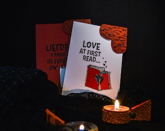Handmade Leather Heart Bookmark: Valentine Gift Set ; Romantic Gift