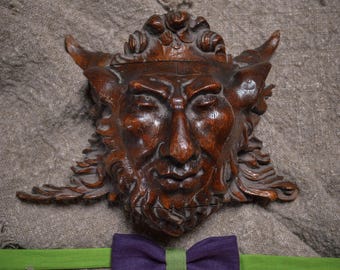 Linen Bow Tie in Purple and Green ; Colourful linen Necktie