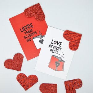 The Book Manger - Valentinstag Karte - Handgefertigtes Leder Lesezeichen - Geschenk für Leseratten - Herzförmiges Lesezeichen - Altleder