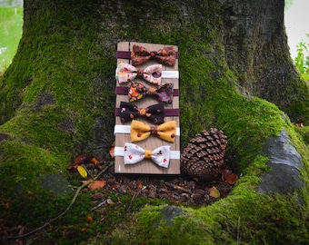 Autumn Print Bowtie for Forest Fans ; Ready to Wear Cotton Bow Tie, Nature Lovers Gift