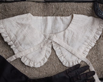 The Egret ; Ruffled Silk Collar: Vintage Style Cosplay , Off-White