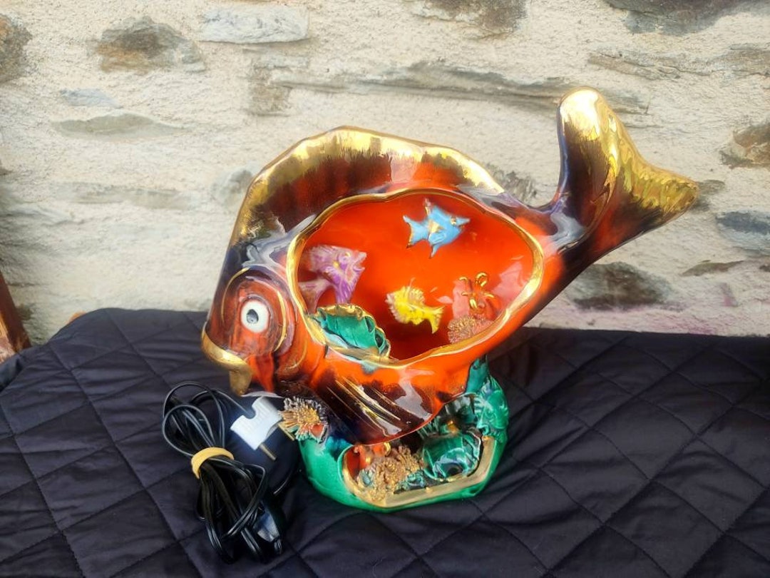 Magnificent Big Night Light Vallauris Ceramic Fish Lamp Etsy