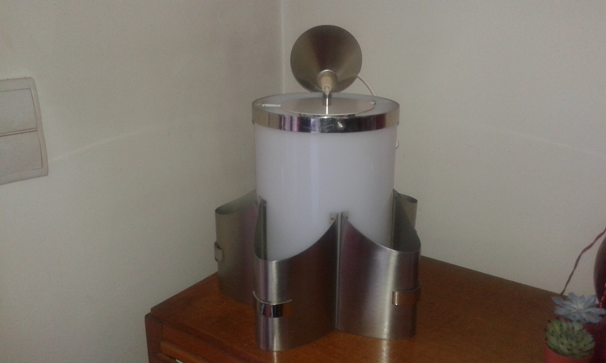 Superbe Lustre Vintage 70 Verre et Chrome Design