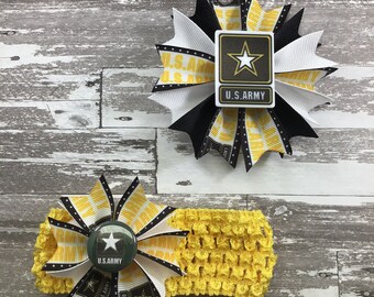 Military Hair Bow Memorial Day Hair Bow Navy Headband Veteran/'s Day Hair Bow Navy Hair Bow Military Headband