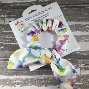 Pastel Bunnies Scrunchie, Easter Scrunchie, Bow Scrunchie, Top Knot Scrunchie, Bunny Ear Scrunchie