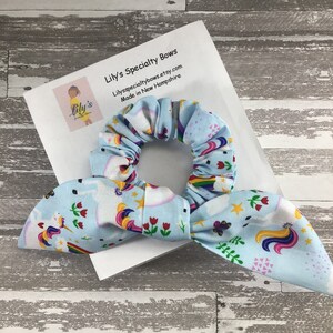 Rainbows & Unicorns Scrunchie, Bow Scrunchie, Top Knot Scrunchie, Bunny Ears Scrunchie