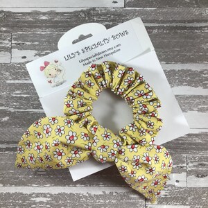 Flower Scrunchie, Bow Scrunchie, Top Knot Scrunchie, Bunny Ear Scrunchie, Yellow Scrunchie, Daisy Scrunchie
