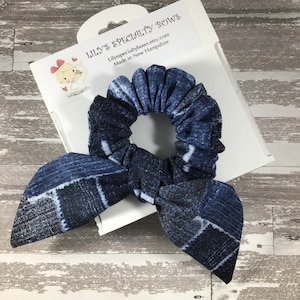 Denim Scrunchie, Bow Scrunchie, Top Knot Scrunchie, Bunny Ear Scrunchie, Denim Scrunchie