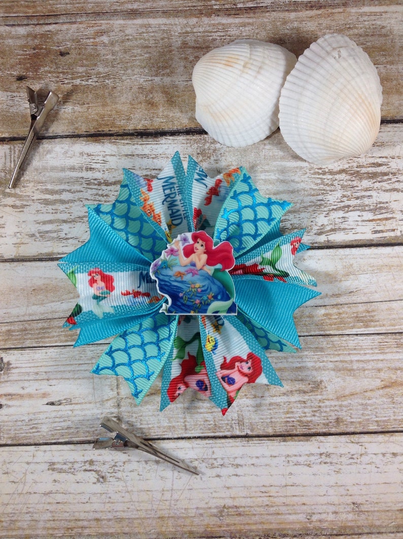 Summer Hair Bow Ariel-Inspired Hair Bow Swimming Hair Bow Mermaid Hair Bow Beach Hair Bow Spike Hair Bow