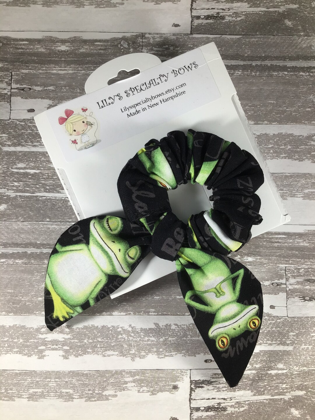 Frog Yoga Scrunchie, Bow Scrunchie, Top Knot Scrunchie, Bunny Ear