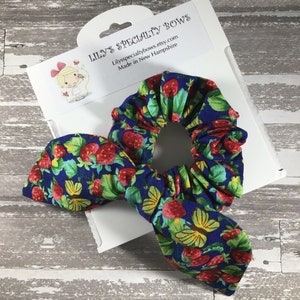 Raspberries Scrunchie, Bow Scrunchie, Top Knot Scrunchie, Bunny Ear Scrunchie, Raspberries Scrunchie, Fruit Scrunchie