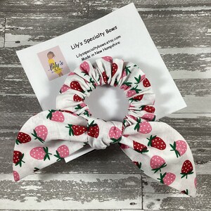 Strawberry Scrunchie, Bow Scrunchie, Top Knot Scrunchie, Bunny Tail Scrunchie