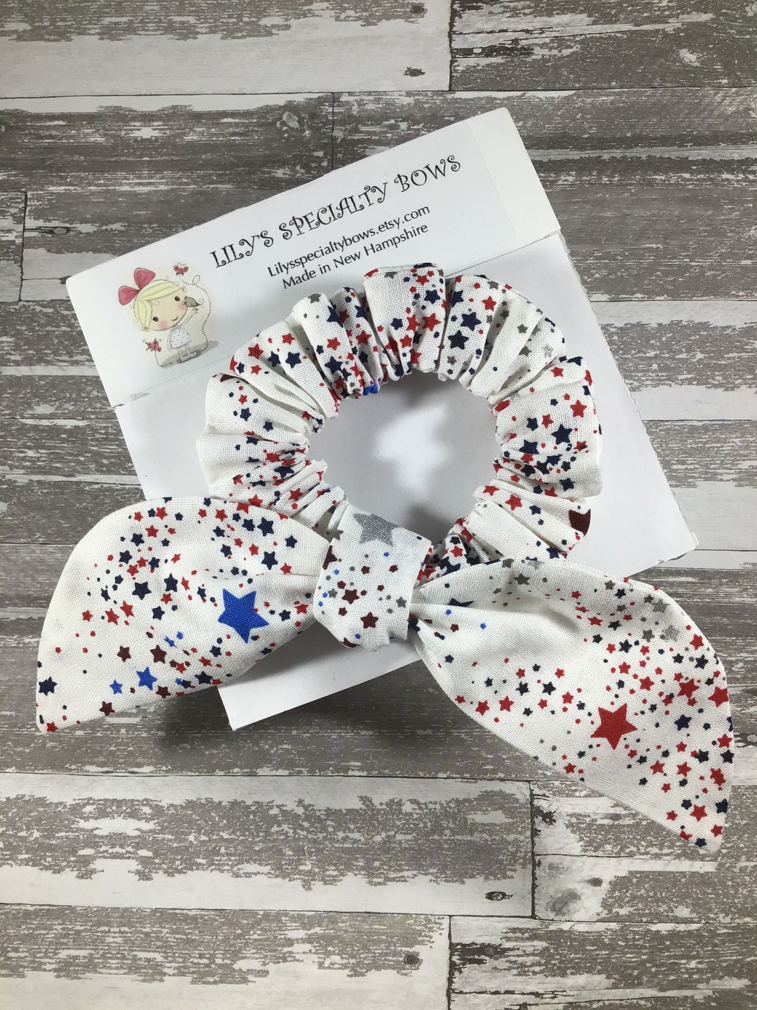 4th of July Scrunchie, Bow Scrunchie, Top Knot Scrunchie, Bunny Ear
