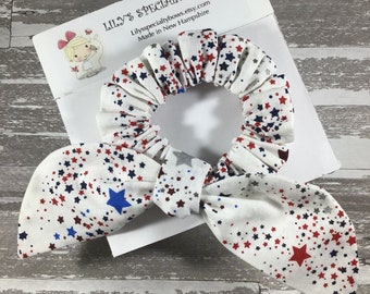 4th of July Scrunchie, Bow Scrunchie, Top Knot Scrunchie, Bunny Ear Scrunchie, Star Scrunchie