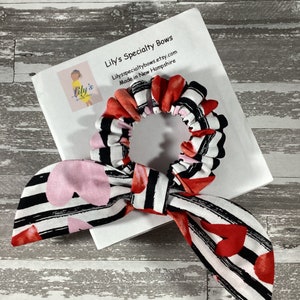Valentine Scrunchie, Heart Scrunchie, Bow Scrunchie, Top Knot Scrunchie, Bunny Ears Scrunchie
