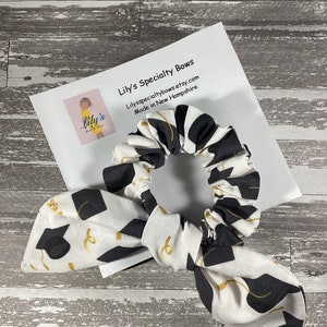 Graduation Scrunchie, School Scrunchie, Bow Scrunchie, Top Knot Scrunchie, Bunny Ears Scrunchie