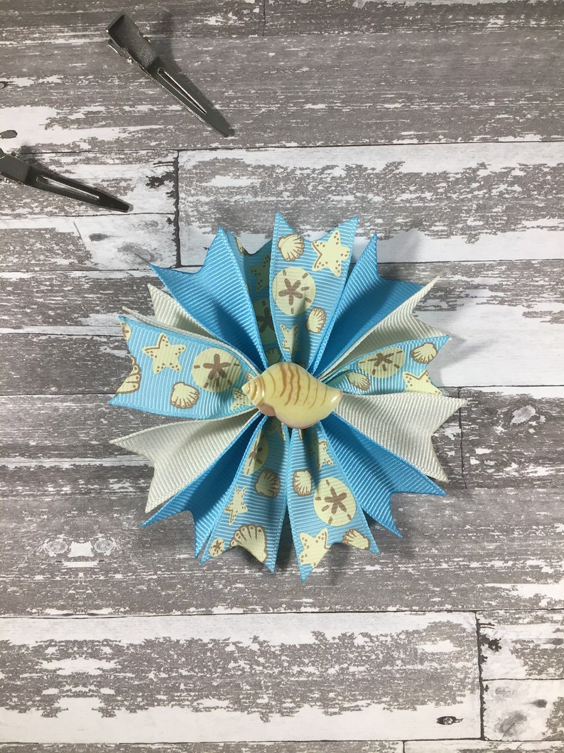 Seashell Hair Bow Summer Hair Bow At The Beach Hair Bow