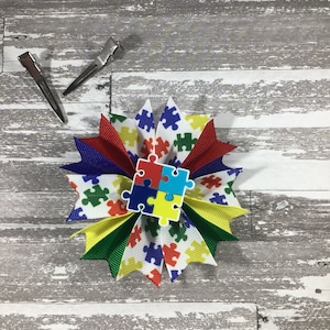 Autism Awareness Hair Bow