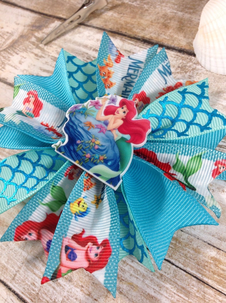 Summer Hair Bow Ariel-Inspired Hair Bow Swimming Hair Bow Mermaid Hair Bow Beach Hair Bow Spike Hair Bow