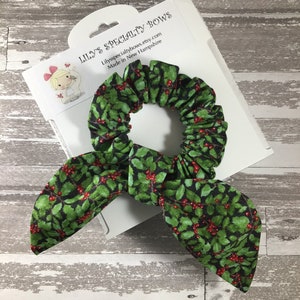 Holly Scrunchie, Bow Scrunchie, Top Knot Scrunchie, Bunny Ear Scrunchie