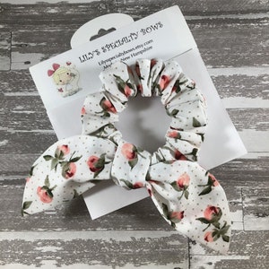 Flower Scrunchie, Rosebuds Scrunchie, Bow Scrunchie, Top Knot Scrunchie, Bunny Ear Scrunchie