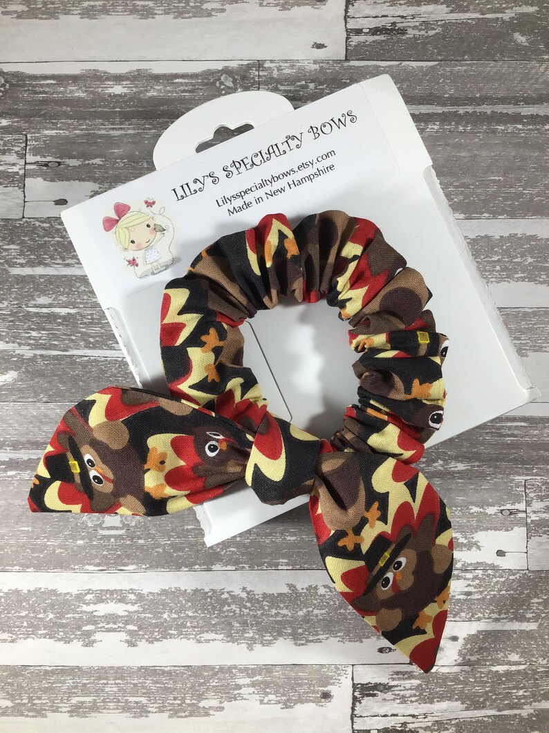 Bunny Ear Scrunchie Thanksgiving Scrunchie Bow Scrunchie Top Knot Scrunchie Turkey Scrunchie