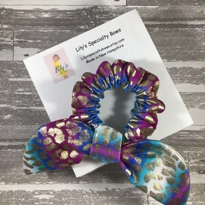 Gold Glitter Scrunchie, Bow Scrunchie, Top Knot Scrunchie, Bunny Ears Scrunchie