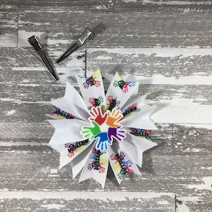 Autism Awareness Hair Bow, Puzzle Hair Bow