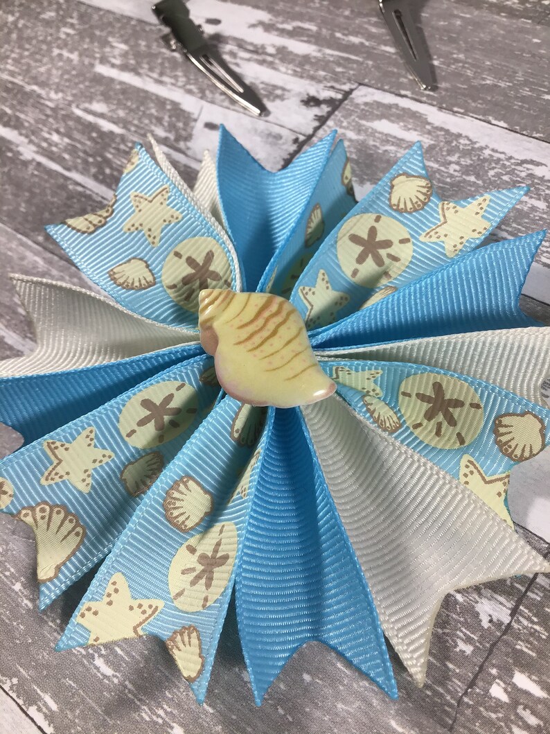 Seashell Hair Bow Summer Hair Bow At The Beach Hair Bow
