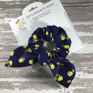 Scrunchie, Bow Scrunchie, Top Knot Scrunchie, Bunny Ear Scrunchie, Navy Scrunchie, Yellow Roses Scrunchie