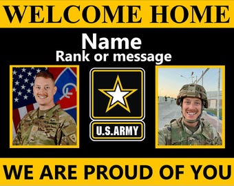 Personalized U.S. Army Welcome Home Yard Sign: Photo Option