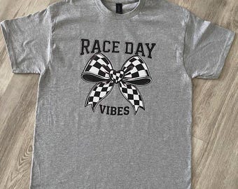 Comfort Colors Race Day Shirt: Racing Bow Graphic Tee