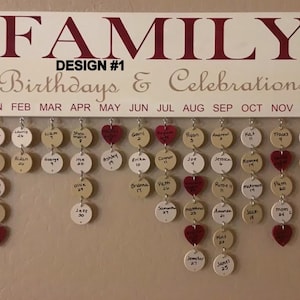 Personalized Family Birthday Calendar: Wooden Wall Sign, USA Made