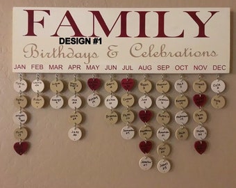 Personalized Family Birthday Calendar: Wooden Wall Sign, USA Made
