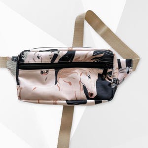 Horses fanny pack, 2 zipper Hip bag for woman, for man, for kids, Crossbody fanny pack, Horse riding lover gift idea, Brown and black bag