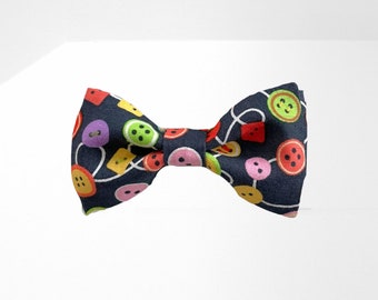 Buttons kids bow tie, Navy blue bow tie, Boys gift idea, Bow tie for kid, bow for baby, Kids outfit idea, Sweet bow tie